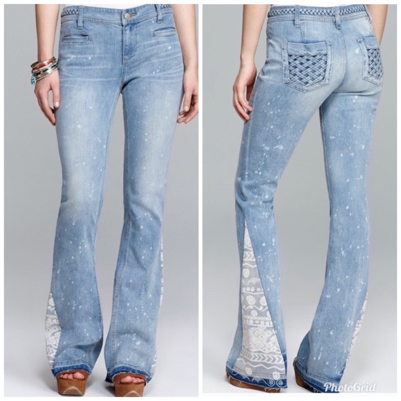 Free People Century Braided Mermaid Flare jeans 28 - Picture 2 of 8